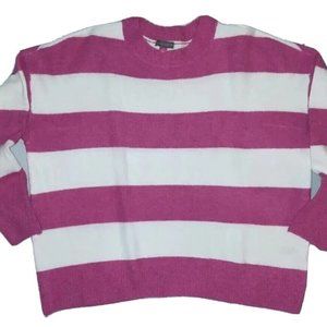 Vince Camuto Legacy Pink/White Striped Sweater Woman's Size: Medium - FAST SHIP